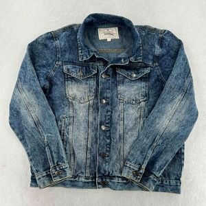 Jeanius Men's Blue Jacket Denim Jeans Button Collared Size Men's Size Large